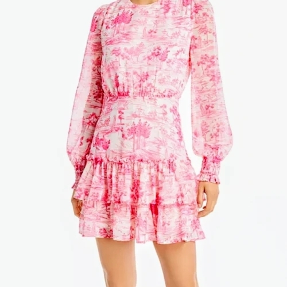 NWTs Aqua By Bloomingdales. Pink Floral Long Sleeve Dress. Size L